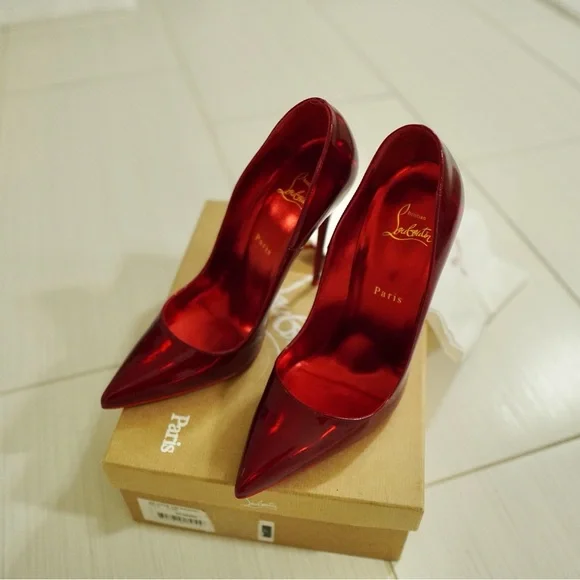 Christian Louboutin Red Patent Leather Heels - Picture 3 of 5